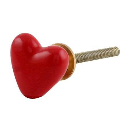 Red Tiny Heart Ceramic Cabinet Knobs